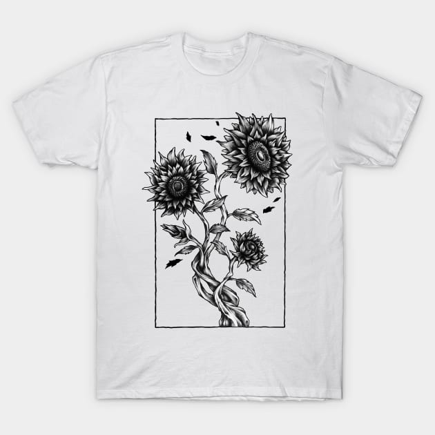 Black Hole Sunflower T-Shirt by RadCoolguy